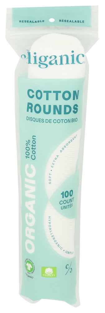CLIGANIC (Pack of 12) Cliganic Organic Cotton Rounds Makeup Remover Pads 100 Count