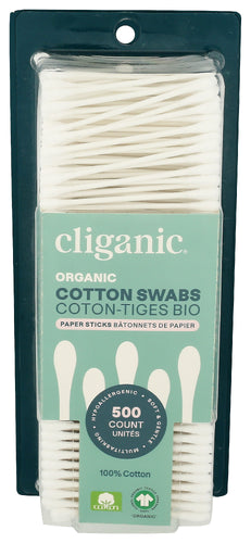 CLIGANIC (Pack of 12) Cliganic Organic Cotton Swabs Cotton Swab Applicators 500 Count