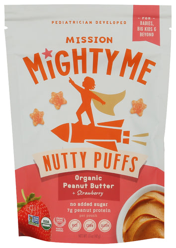 MISSION MIGHTY (Pack of 15) Mission Mighty Me Puffs Peanut Butter with Strawberry Toddle 1.5 Oz