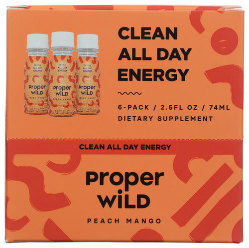 PROPER WILD (Pack of 4) Proper Wild Shot Peach Mango Wellness Beverage 15 Fl Oz