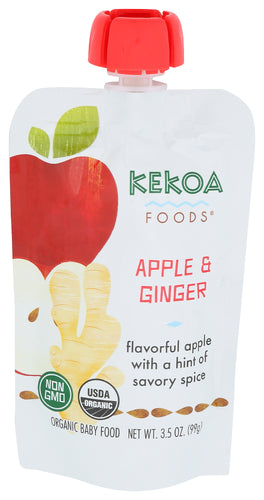 KEKOA (Pack of 18) Kekoa Food Baby Apple & Ginger Natural Baby Food Puree 3.5 Oz