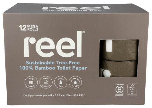 Reel Paper Bath Tissue Bamboo 3-Ply Toilet Paper 12 Pack