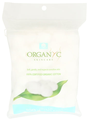 ORGANYC (Pack of 12) Organyc Organic Cotton Balls Soft Absorbent Makeup Remov 100 Pieces