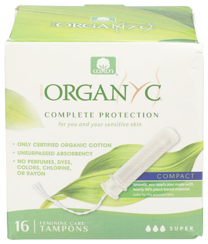 ORGANYC (Pack of 9) Organyc Super Eco Applicator Tampons Organic Cotton 16 Pieces