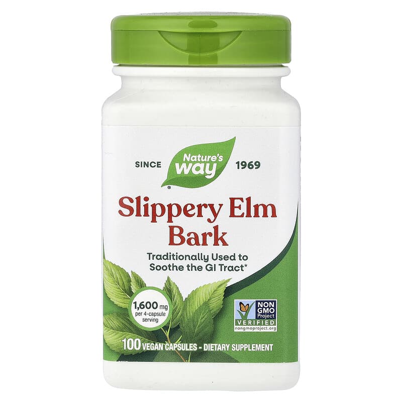 NATURES WAY (Pack of 8) Natures Way Slippery Elm Bark 100 Vegetarian Capsules H 100 Capsules
