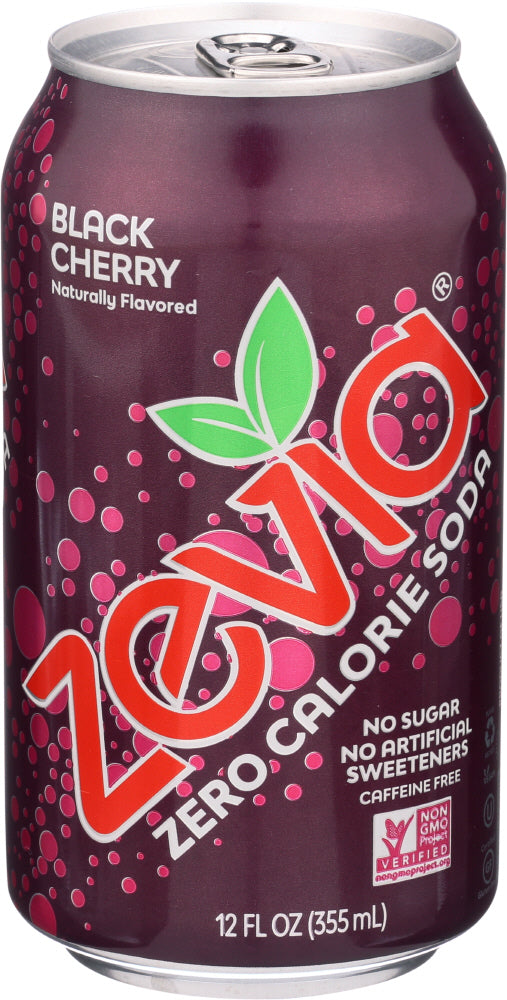 Zevia Soda Black Cherry 72 Fl Oz, (6 Cans per Pack), 24 Cans Total