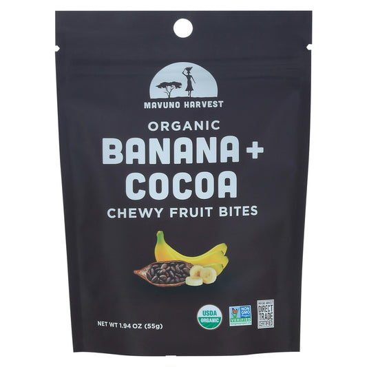 Mavuno Harvest Bites Fruit Banana Cocoa 1.94 Oz Pack of 8