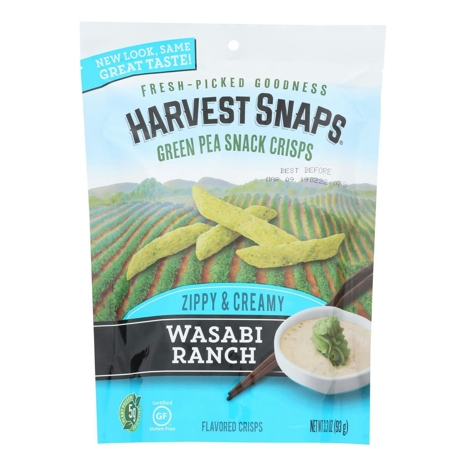 Harvest Snaps Snack Crisps Wasabi Ranch 3.3 Oz Pack of 12