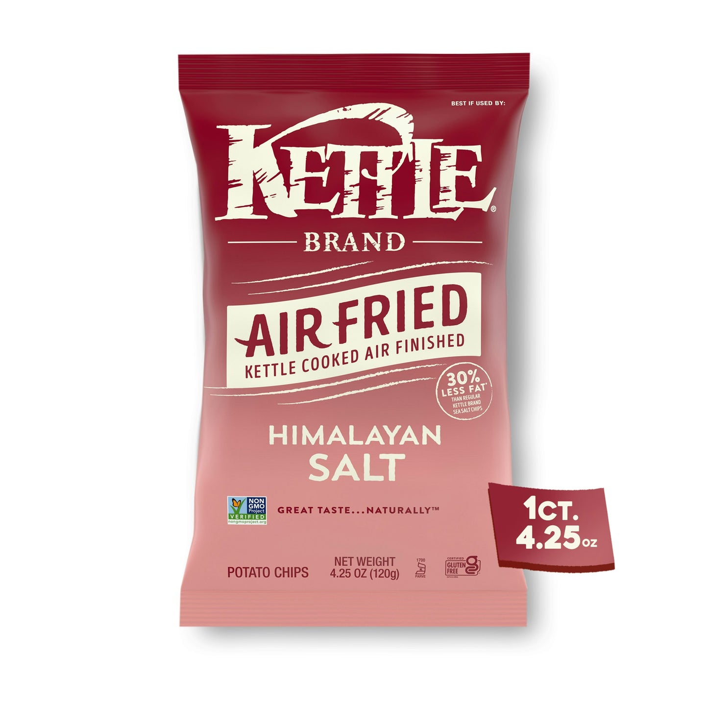 Kettle Foods Chip Potato Himalayan Sea salt Air Fry 4.25 Oz (Pack Of 15)