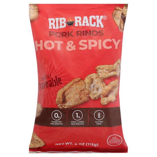 Rib Rack Pork Rinds Hot Spicy 4 Oz (Pack Of 12)