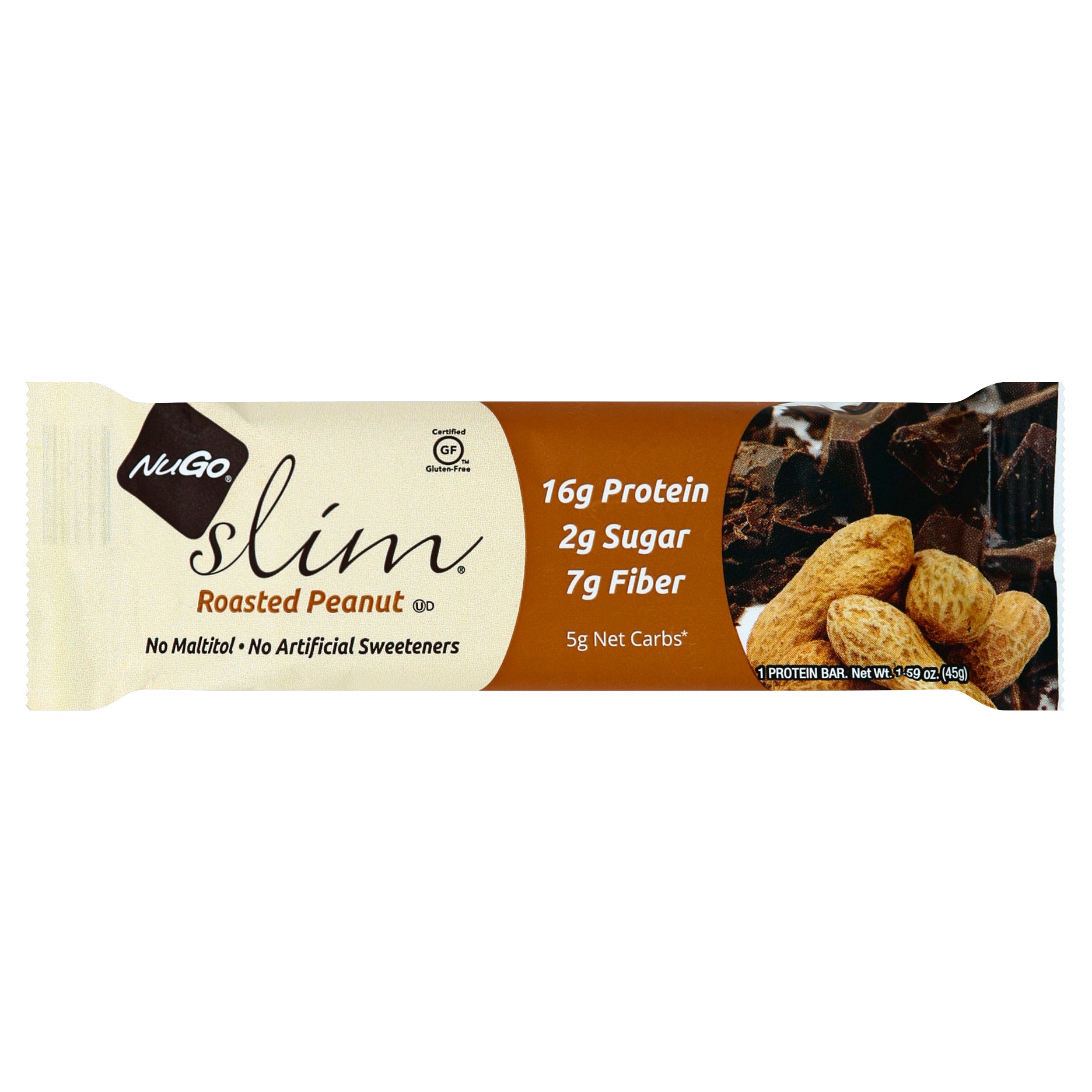 Nugo Bar Slim Roasted Peanut 1.59 oz (Pack Of 12)