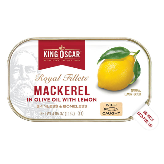 King Oscar Mackerel Fillet Olive Lemon 4.05 Oz Pack of 12