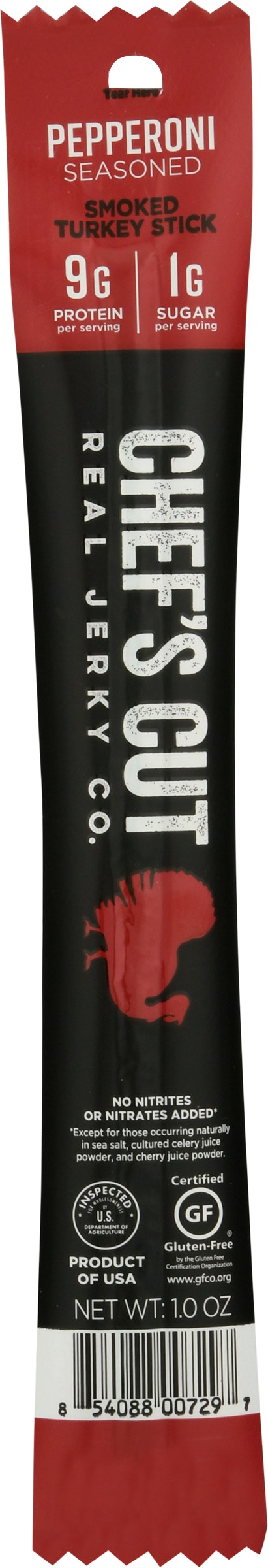 Chefs Cut Jerky Snack Turkey Pepperoni 1 Oz (Pack of 16)