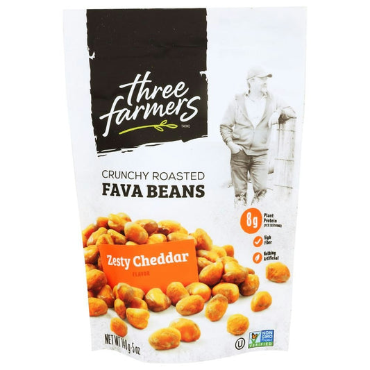 Three Farmers Zesty Cheddar Crunchy Roasted Fava Beans - 5 Ounce (Pack of 6)