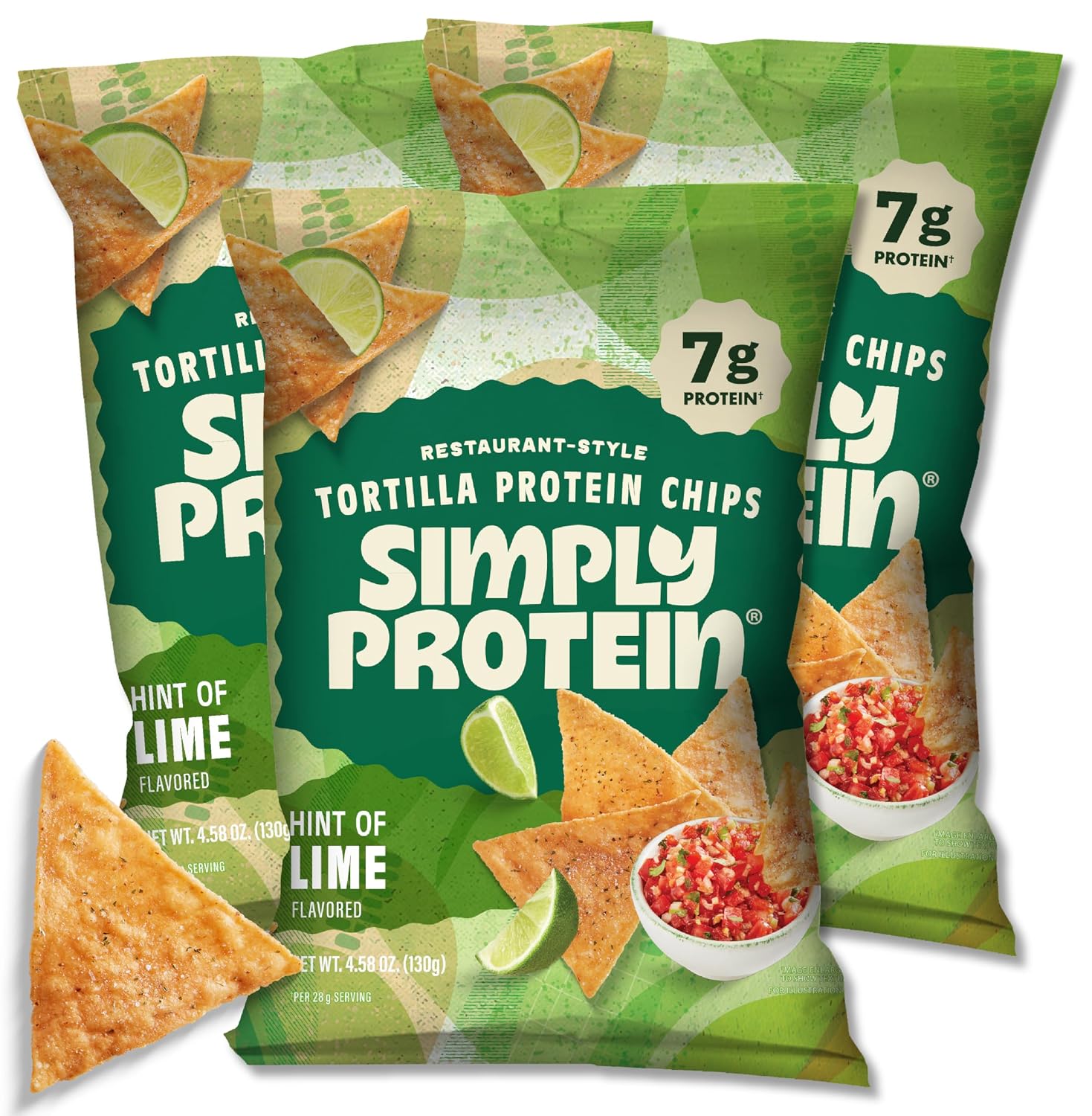 SIMPLYPROTEIN (Pack of 12) Simply Protein Tortilla Chips Lime Flavor Seed Oil 4.58 Oz