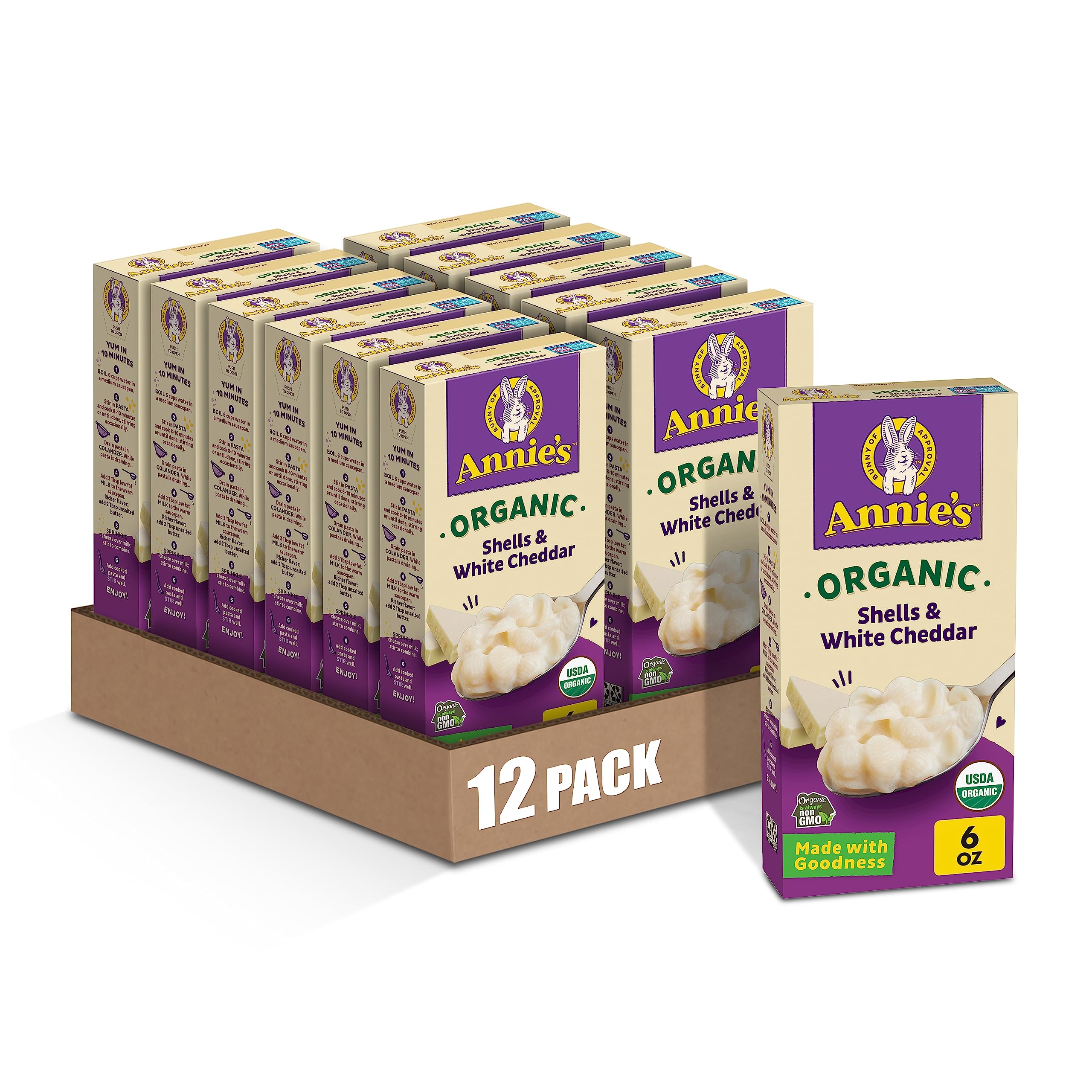 Annie's Homegrown Organic Shells and White Cheddar, Made with Real Cheese