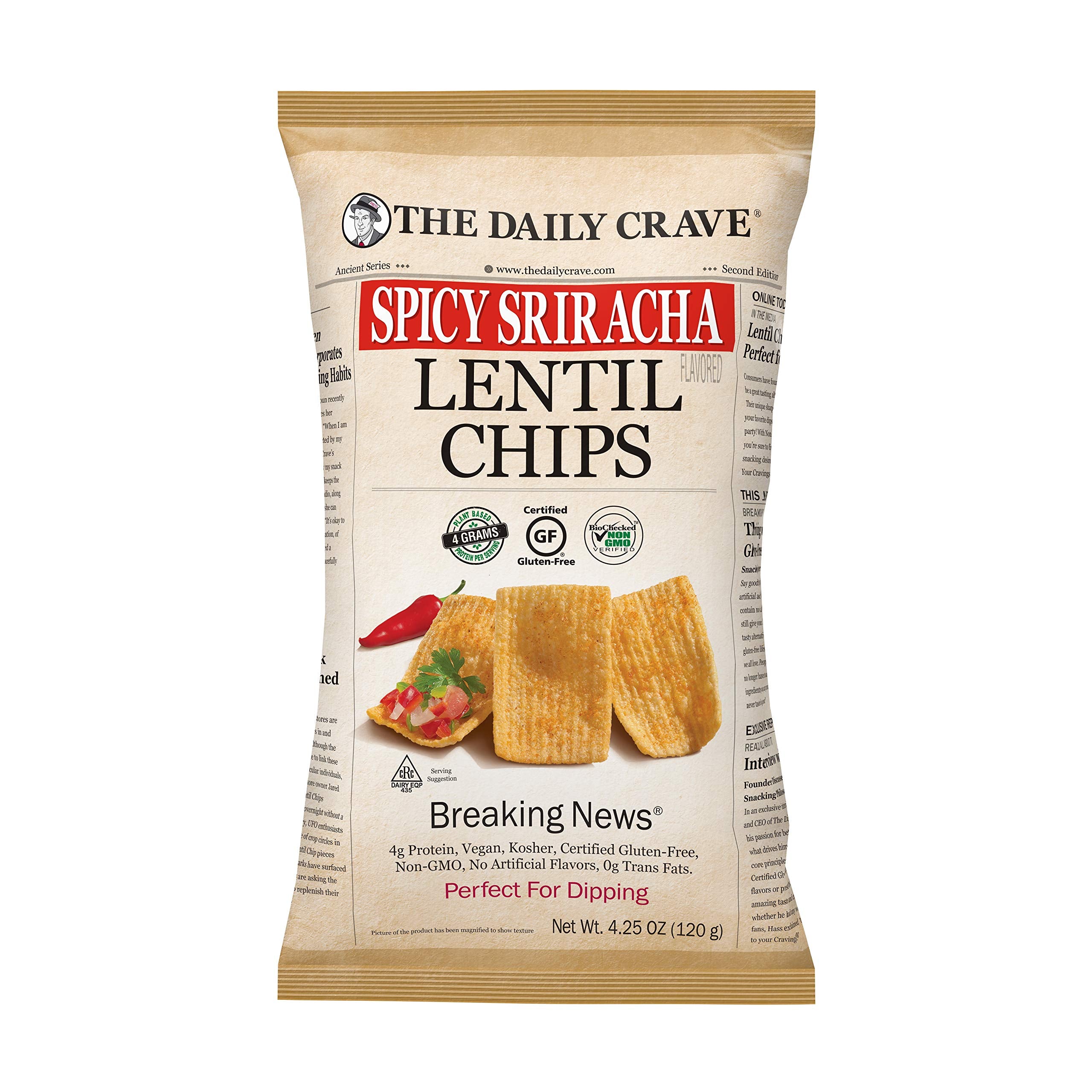 The Daily Crave Chip Lentil Spicy Sriracha Seasoned Snack