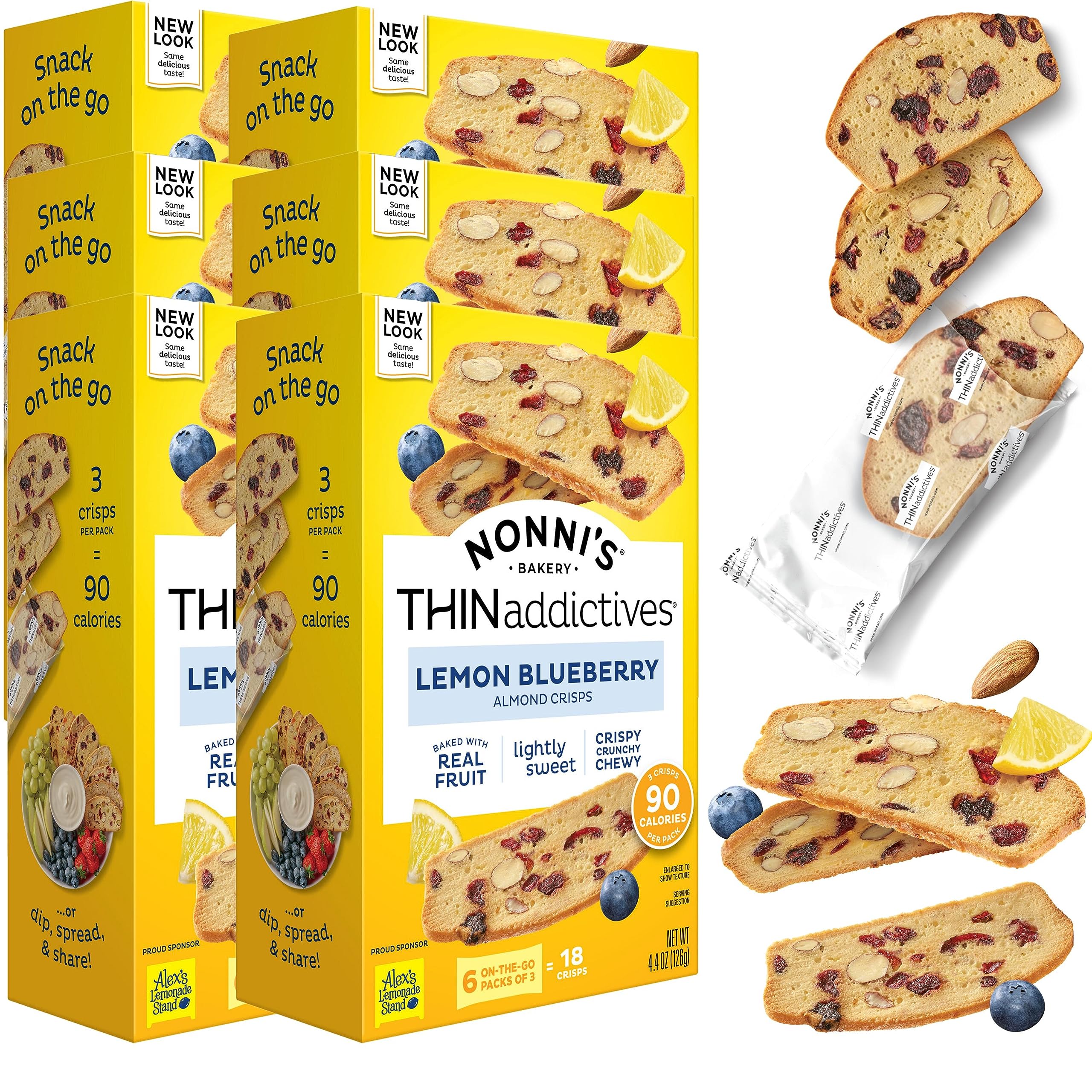 Nonni's Thins Lemon Blueberry Almond Classic Cookies Hard Baked