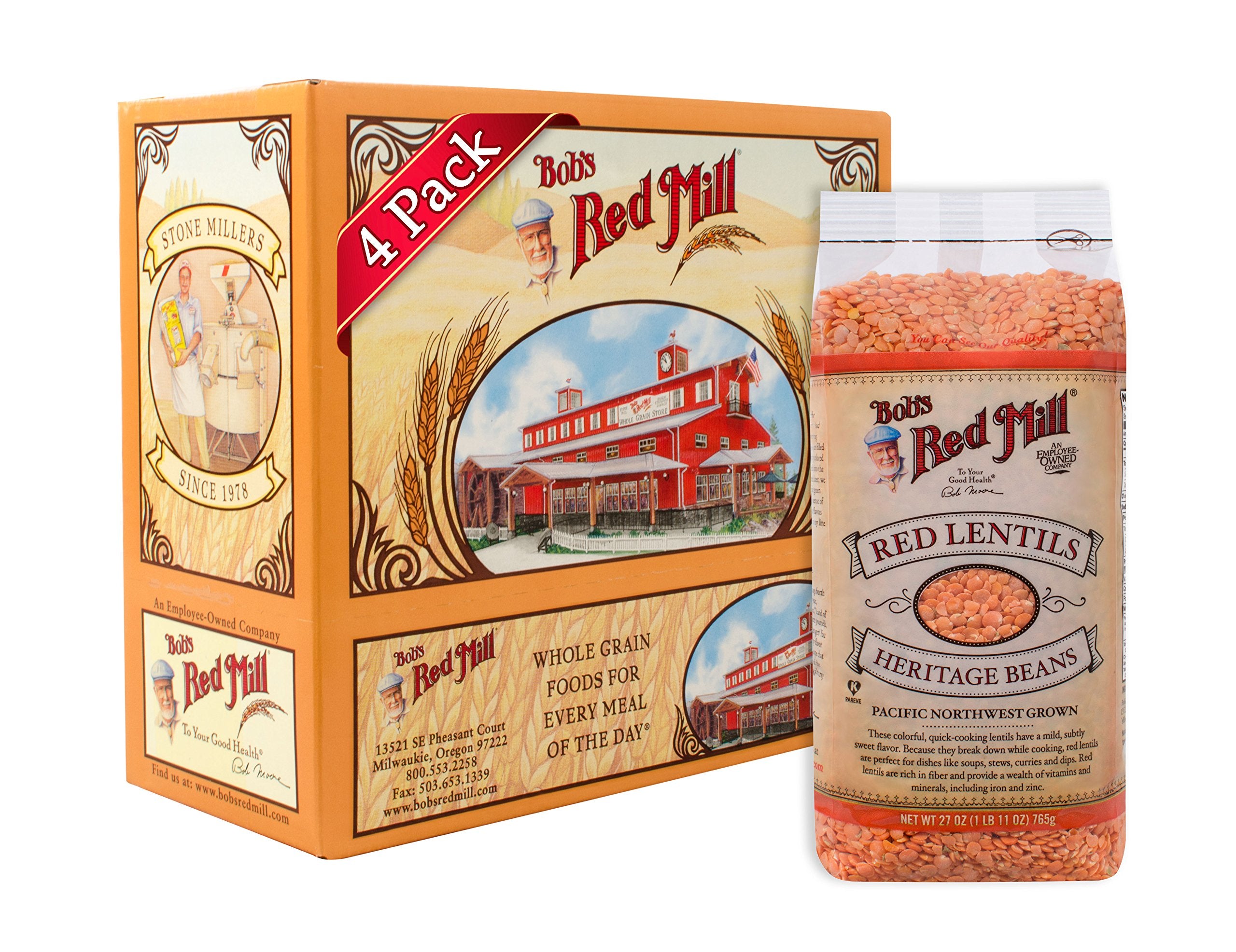 Bob's Red Mill Red Lentils Natural Packaged Beans