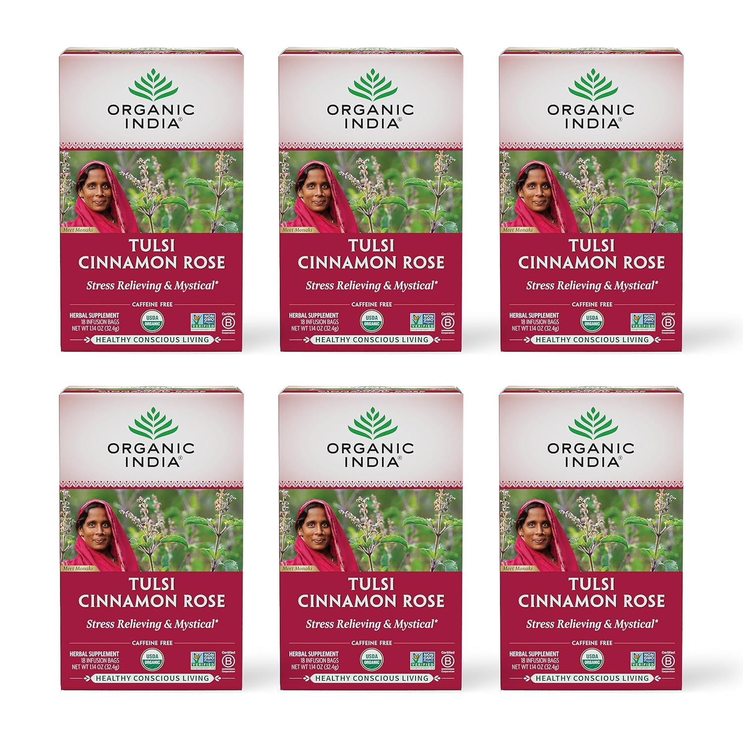 Organic India Tea Tulsi Cinnamon Rose Organic 18 bag