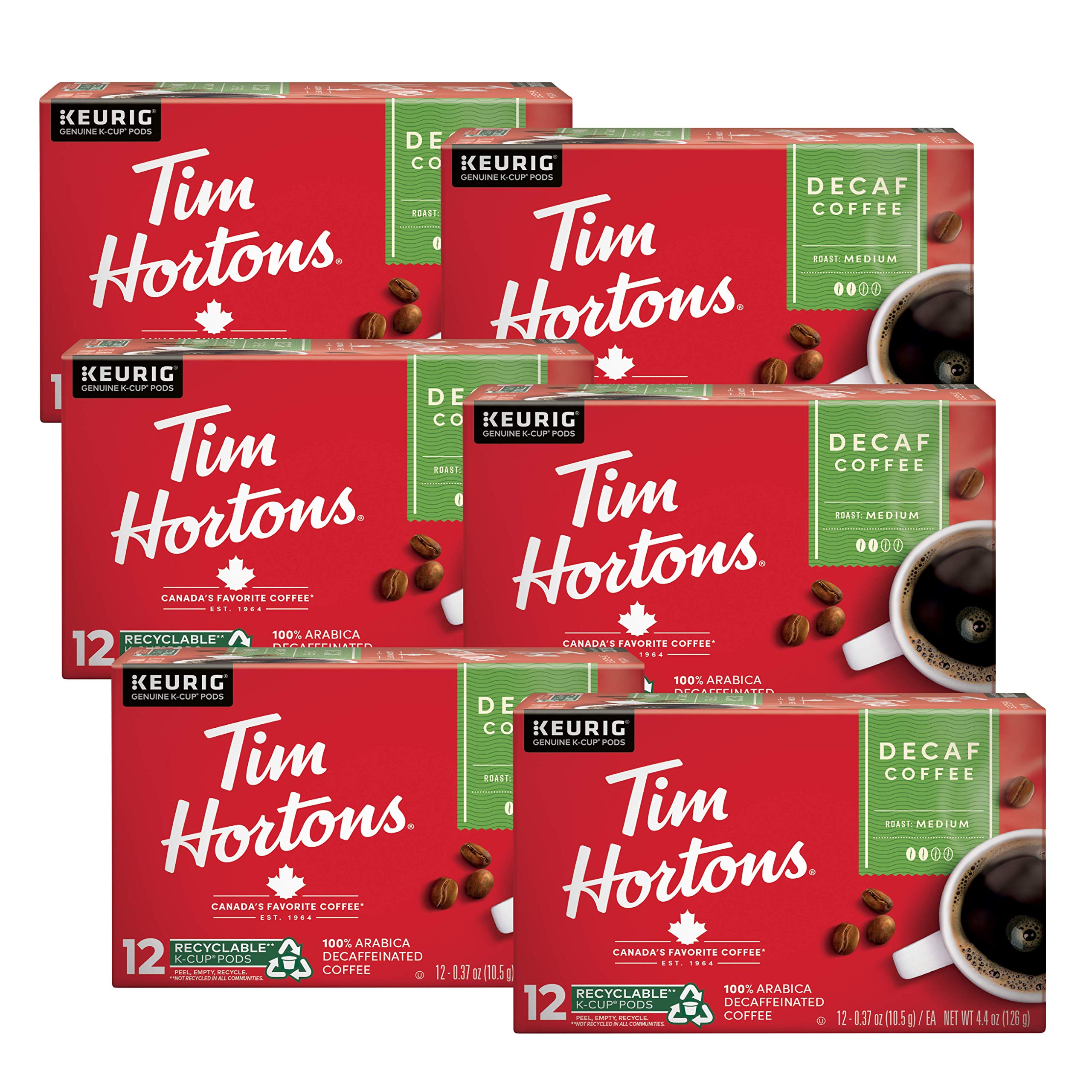 Tim Hortons Coffee Pods Single Serve Decaf 100% Arabica 12 C