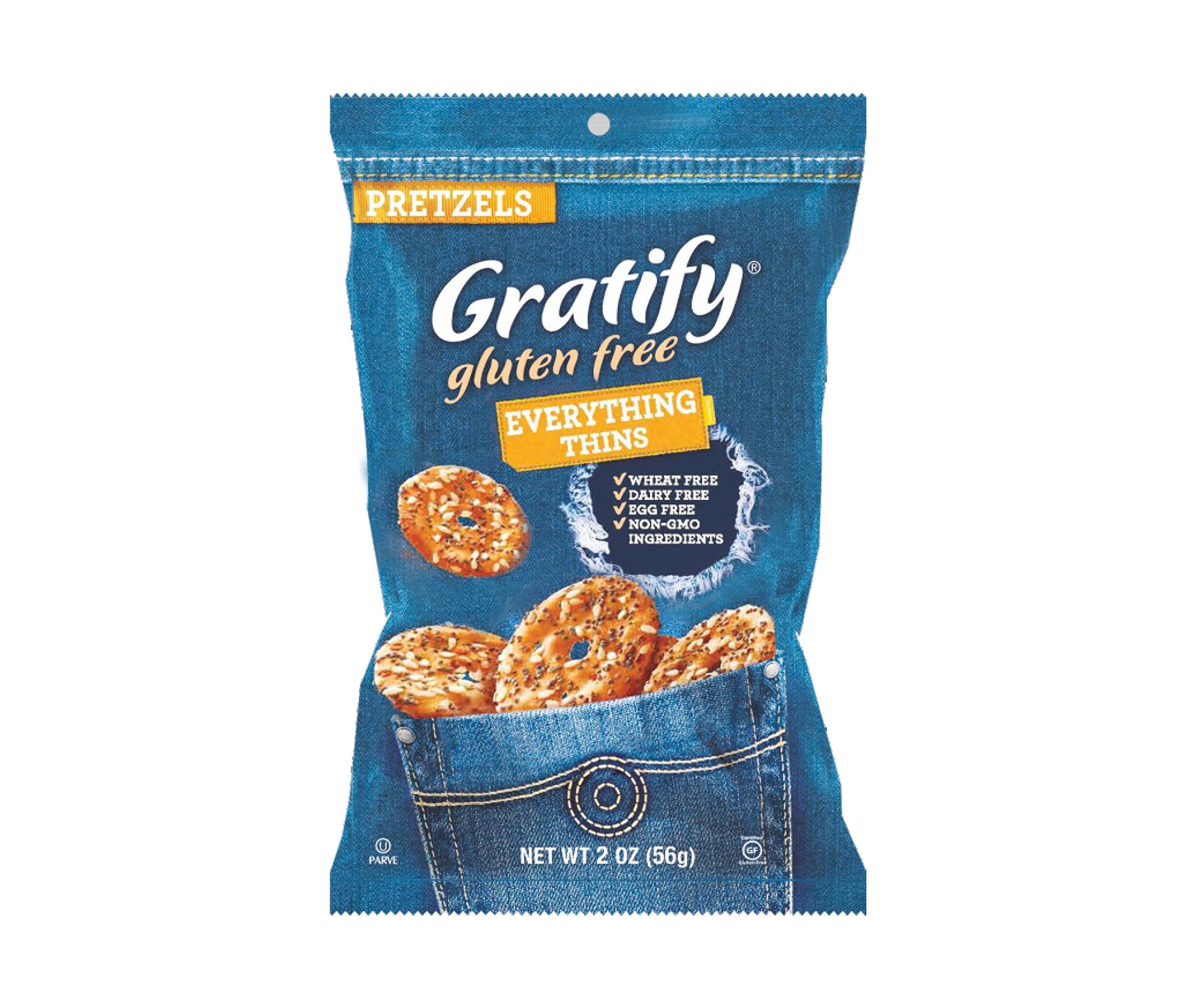 GRATIFY (Pack of 32) Gratify Pretzel Thins Everything OG Seasoned Pretzels 2 Oz