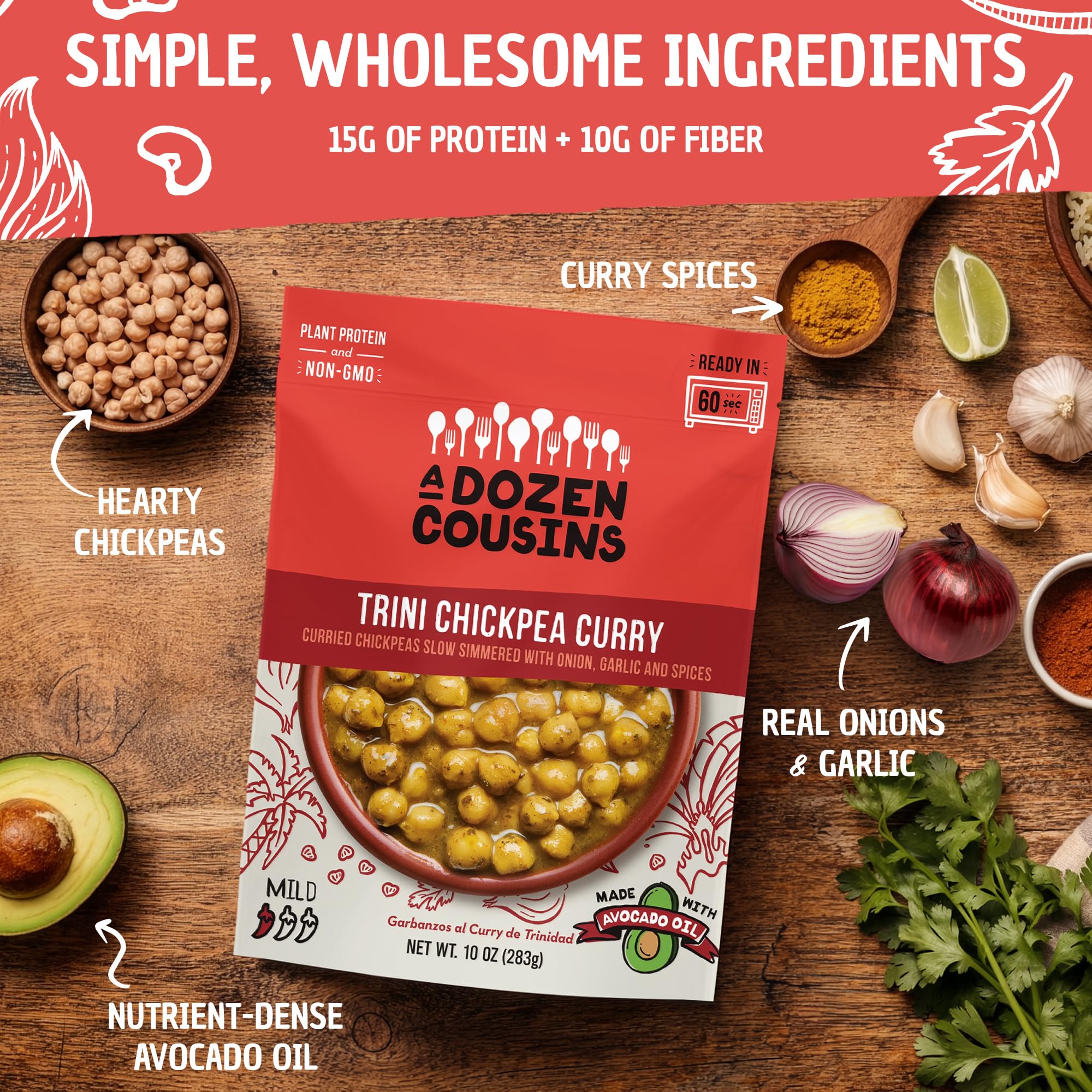 A DOZEN COUSINS (Pack of 18) A Dozen Cousins Chickpea Curry Ready to Eat Trini 10 Oz