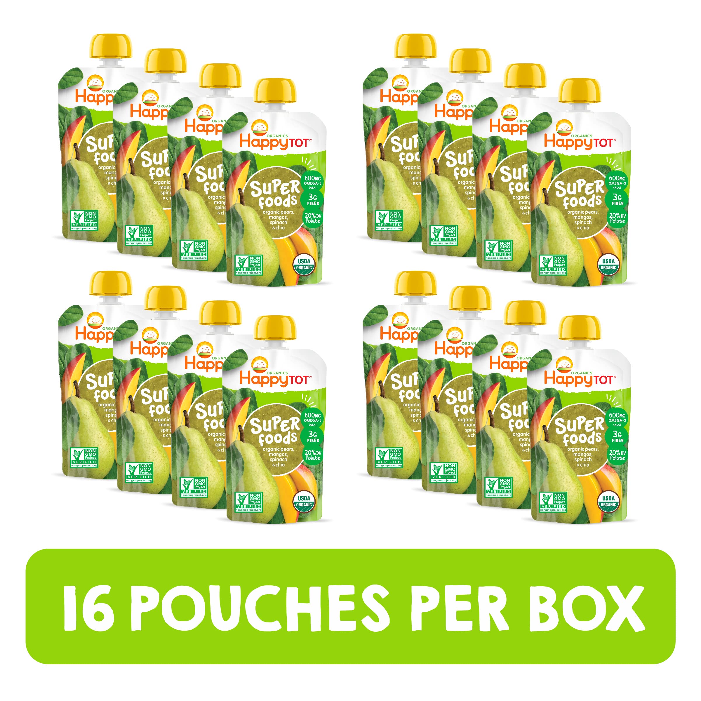 Happy Tot Stage 4 Spinach Mango & Pear Organic Toddler Meal