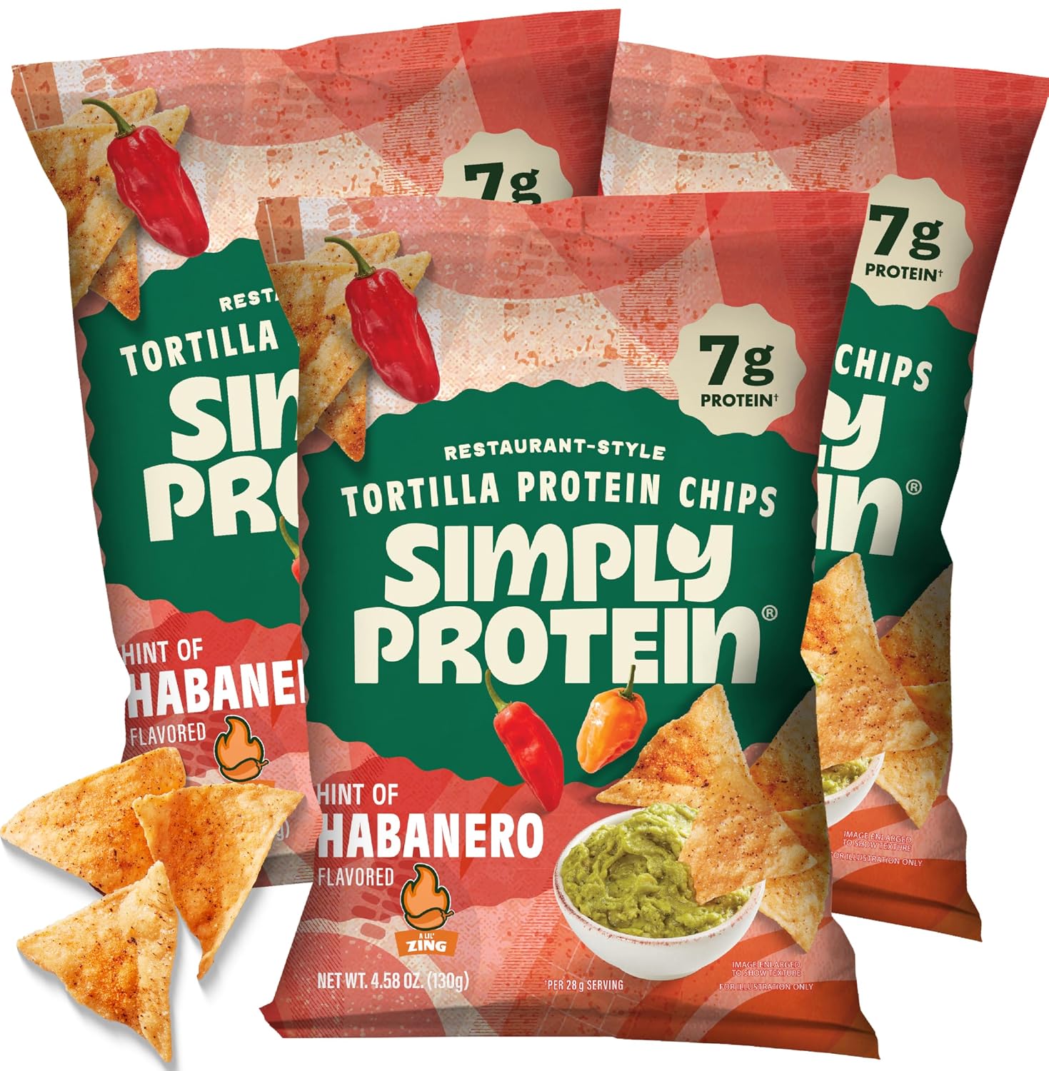 SIMPLYPROTEIN (Pack of 12) Simply Protein Tortilla Chips Habanero Flavor Seed Oil 4.58 Oz