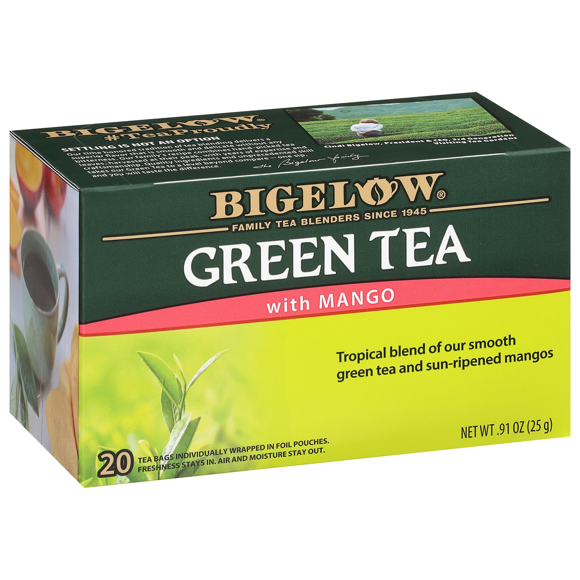 BIGELOW (Pack of 18) Bigelow Tea Green Mango Tea Bags 20 Count Natural Grocery 0.91 Oz