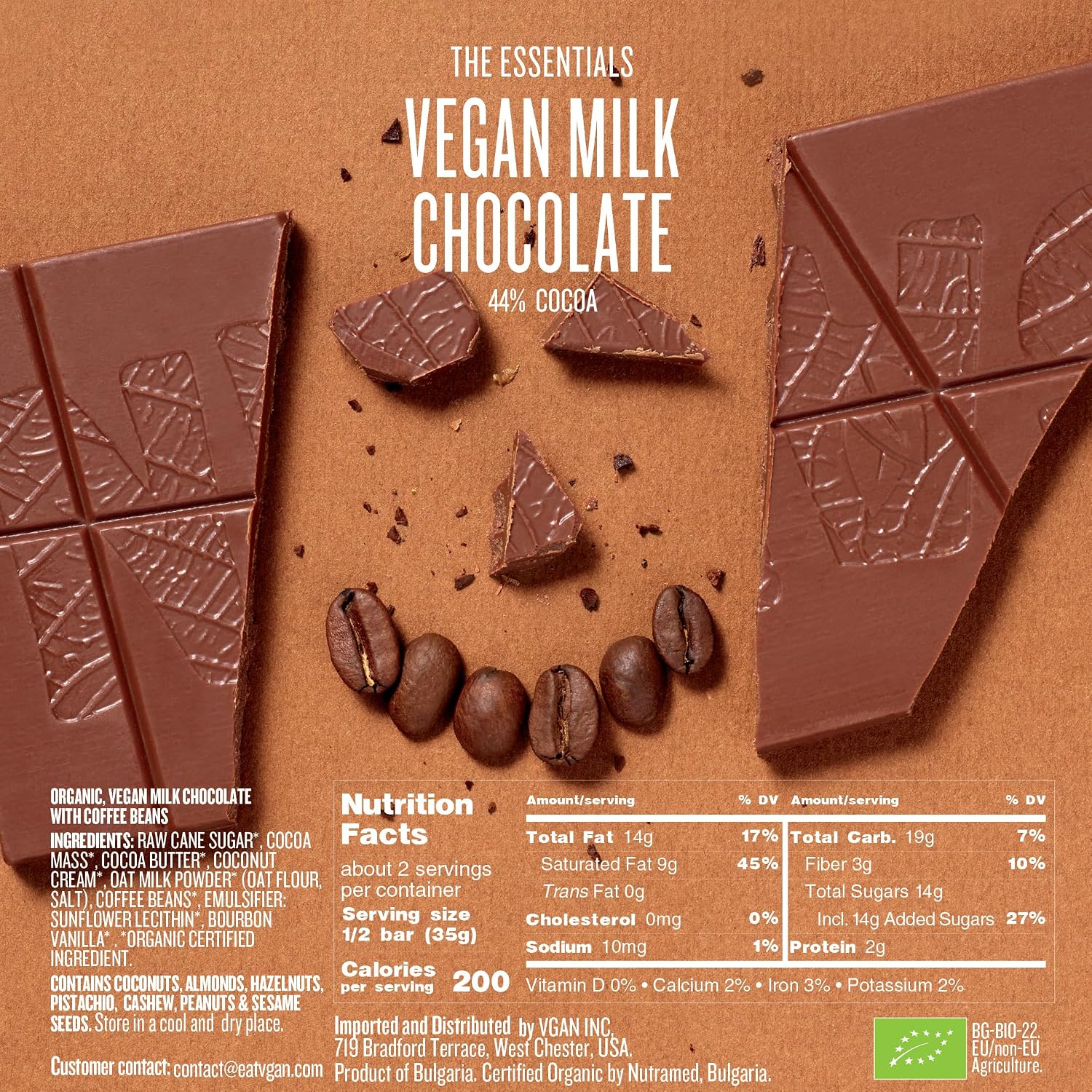 Vgan Chocolate Bar Coffee Beens