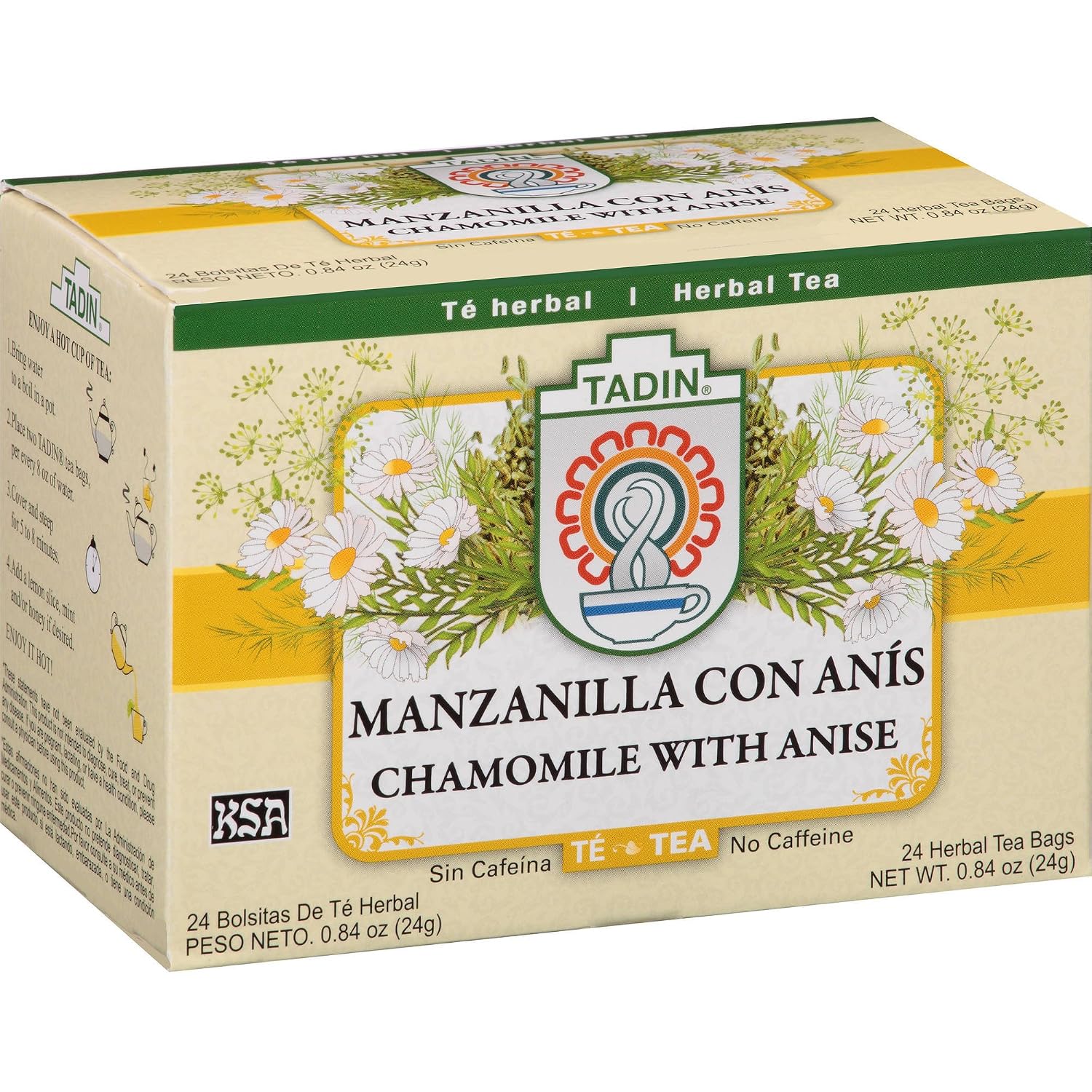 TADIN (Pack of 12) Tadin Tea Manzanilla Anise Herbal Tea Bags 24 bag