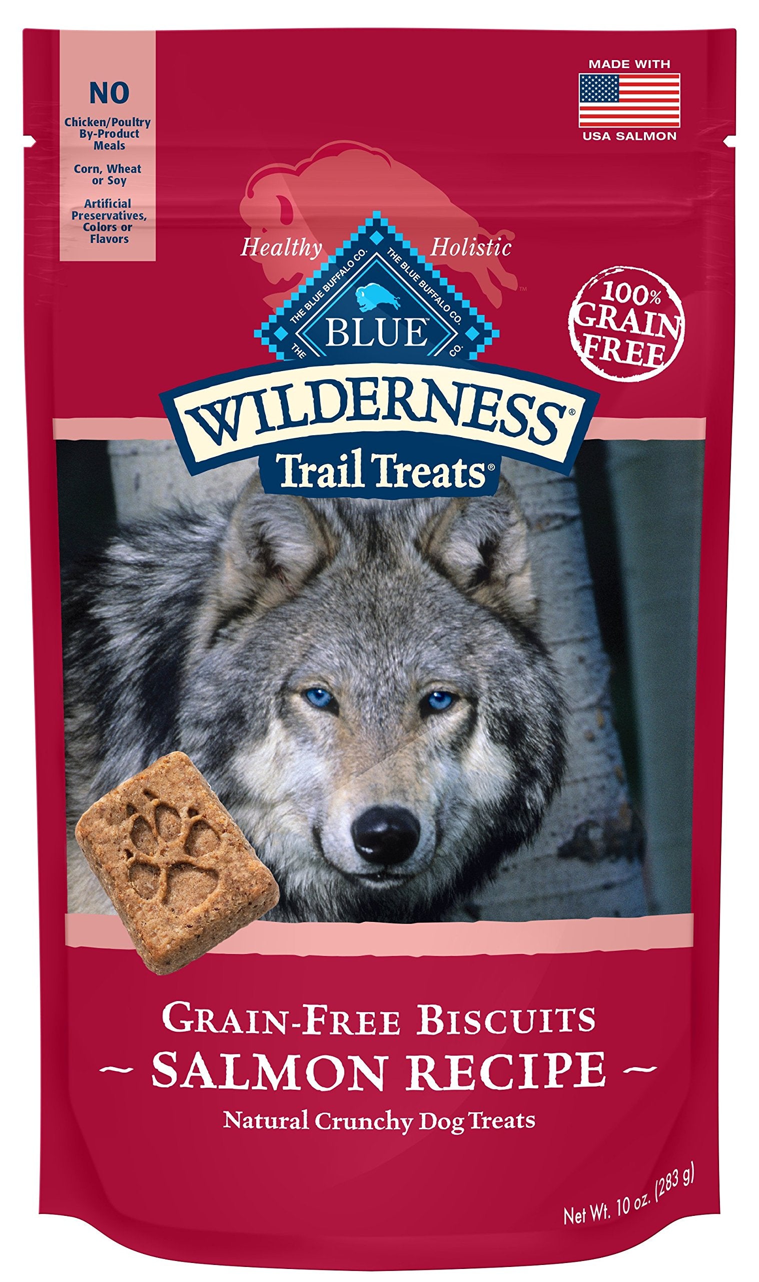 Blue Buffalo Wilderness Grain-Free Salmon Biscuits Trail Dog Treats, (6 Pack)