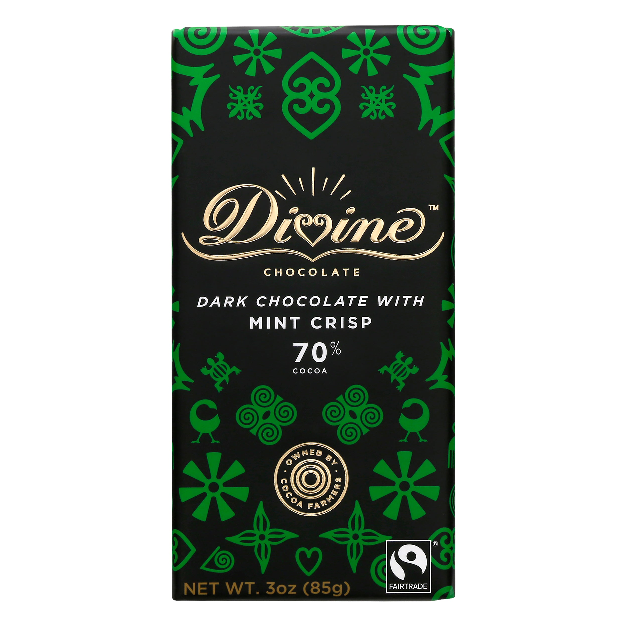 Divine Chocolate Bar Dark With Mint Crisp