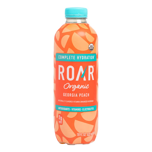 Roar Beverages Georgia Peach Organic 18 FO (Pack Of 12)