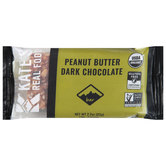 Kates Real Food Bar Grizzly Peanut butter Dark Chocolate 2.2 oz (Pack Of 12)