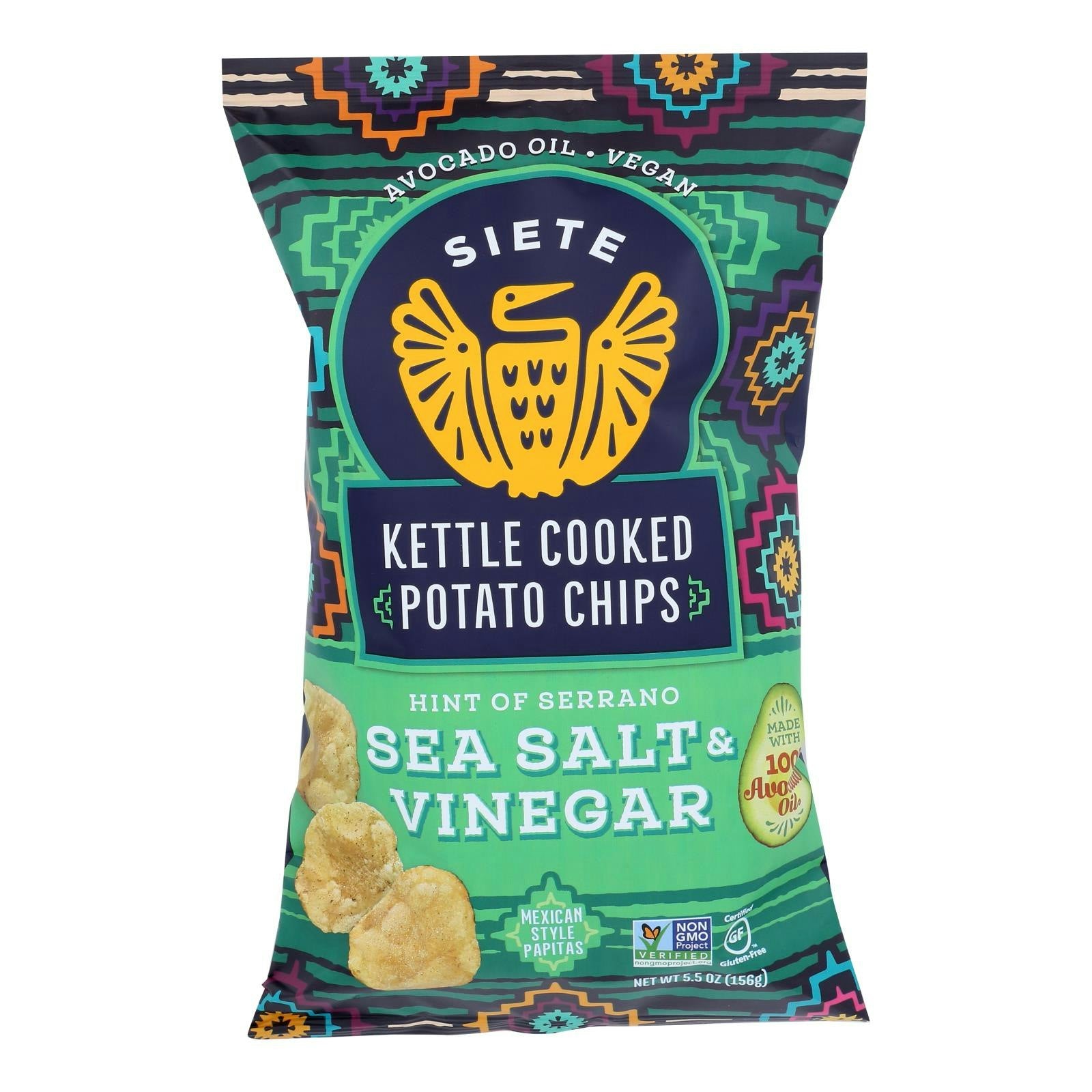 Siete - Kettle Chip Serano Sea Salt Vinegar 5.5 oz (Pack of 6)