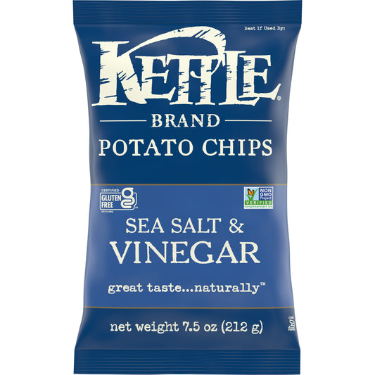 Kettle Foods Chip Potato Sea Salt Vinegar 7.5 oz (Pack of 12)