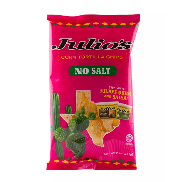 JULIOS (Pack Of 12) Julio's Tortilla Chip No Salt 9 Oz