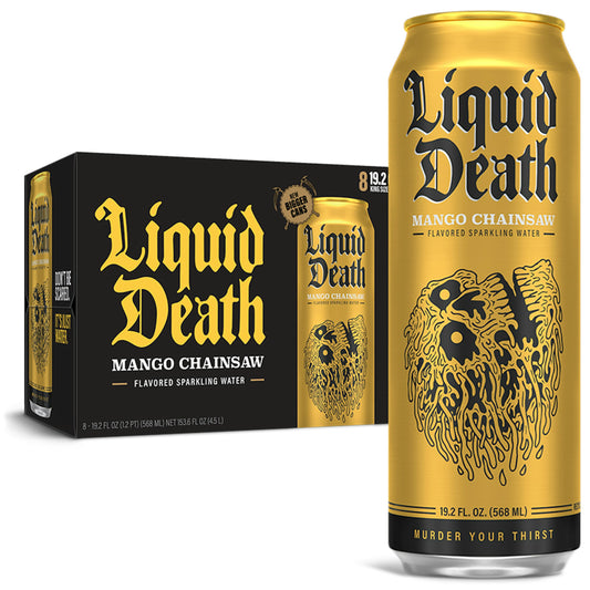 Liquid Death Water Sparkling Mango Chainsaw 153.6 Fo Pack of 3