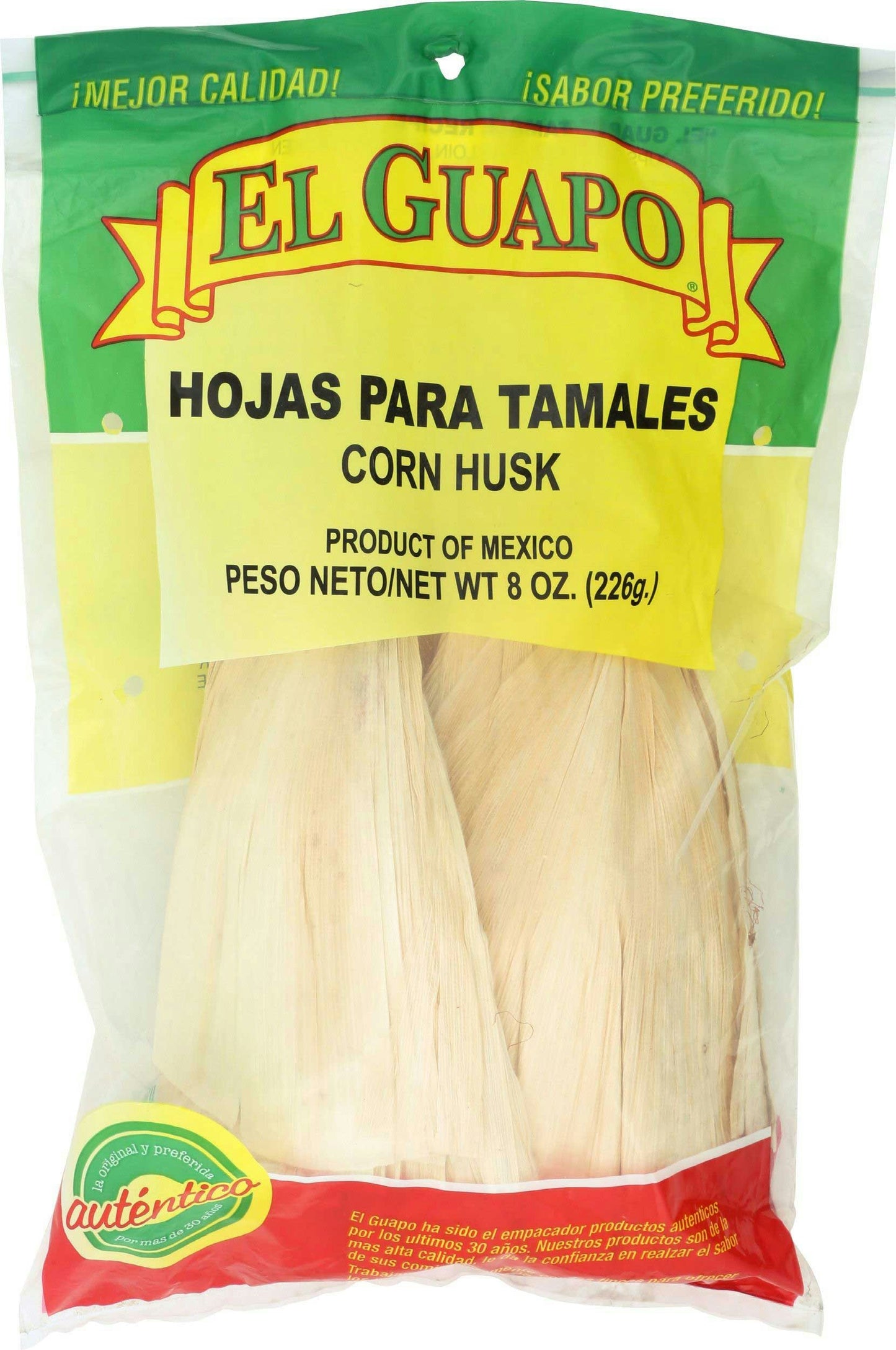 EL Guapo Whole Corn Husk 8 Oz Pack of 12