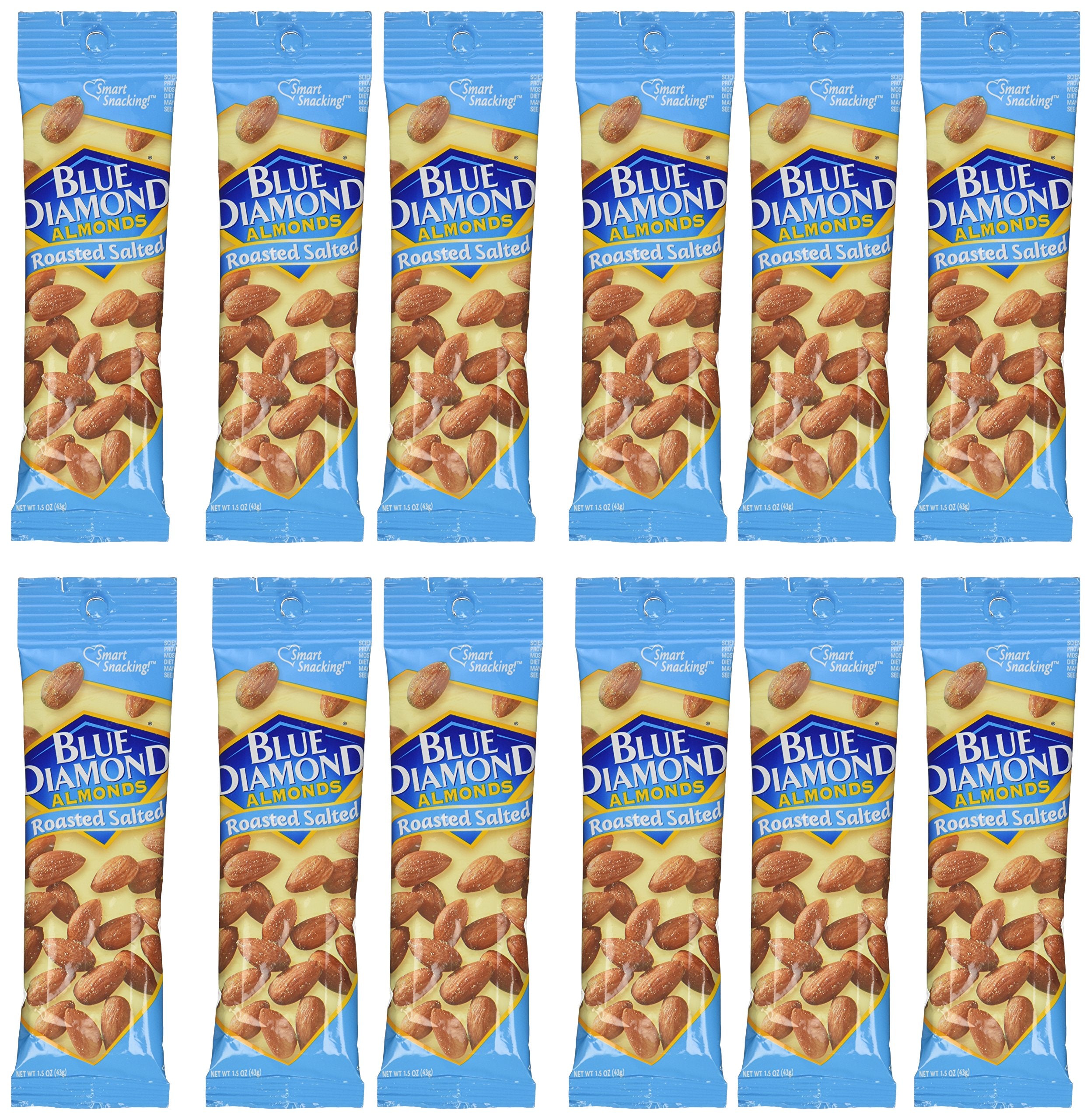 BLUE DIAMOND (Pack Of 24) Blue Diamond Almond Roasted Salted Tube 1.5 Oz