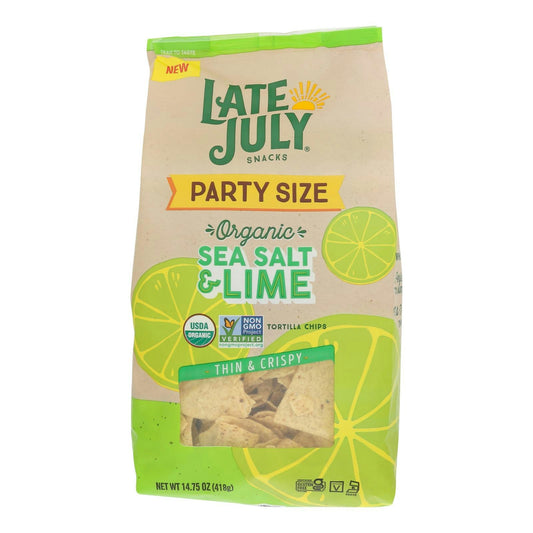 Late July Snacks - Tortilla Chips Sea Salt Lime 14.75 oz (Pack of 9)