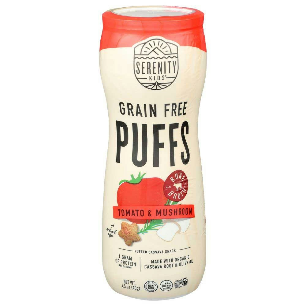 Serenity Kids Organic Tomato and Mushroom with Bone Broth Grain Free Puffs - 1.5 Ounce (Pack of 6)