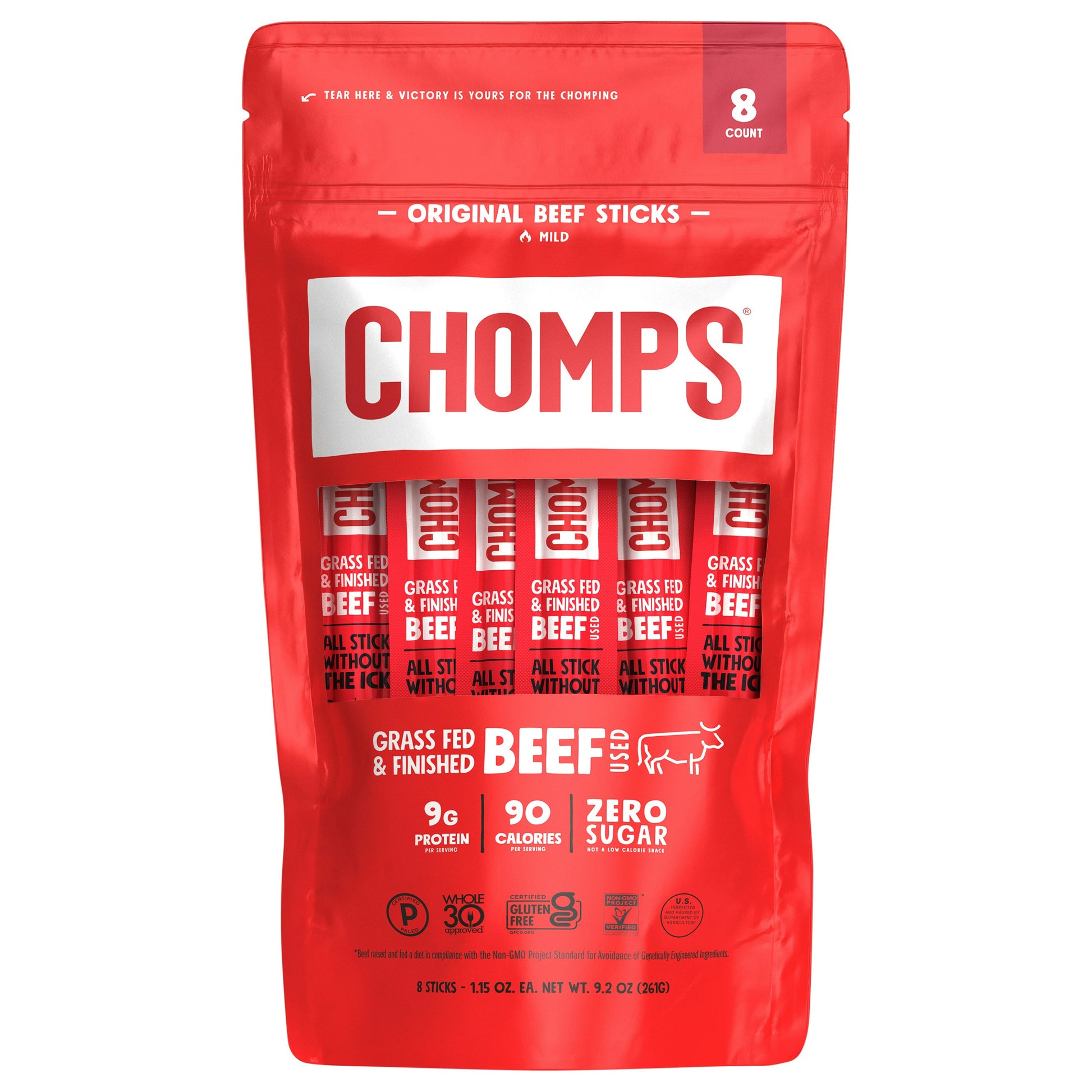 Chomps Beef Stick Peach Original 8Pack