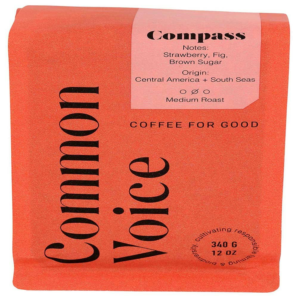 Common Voice Compass Blend Medium Roast Whole Bean Coffee 12 Oz Pack of 6