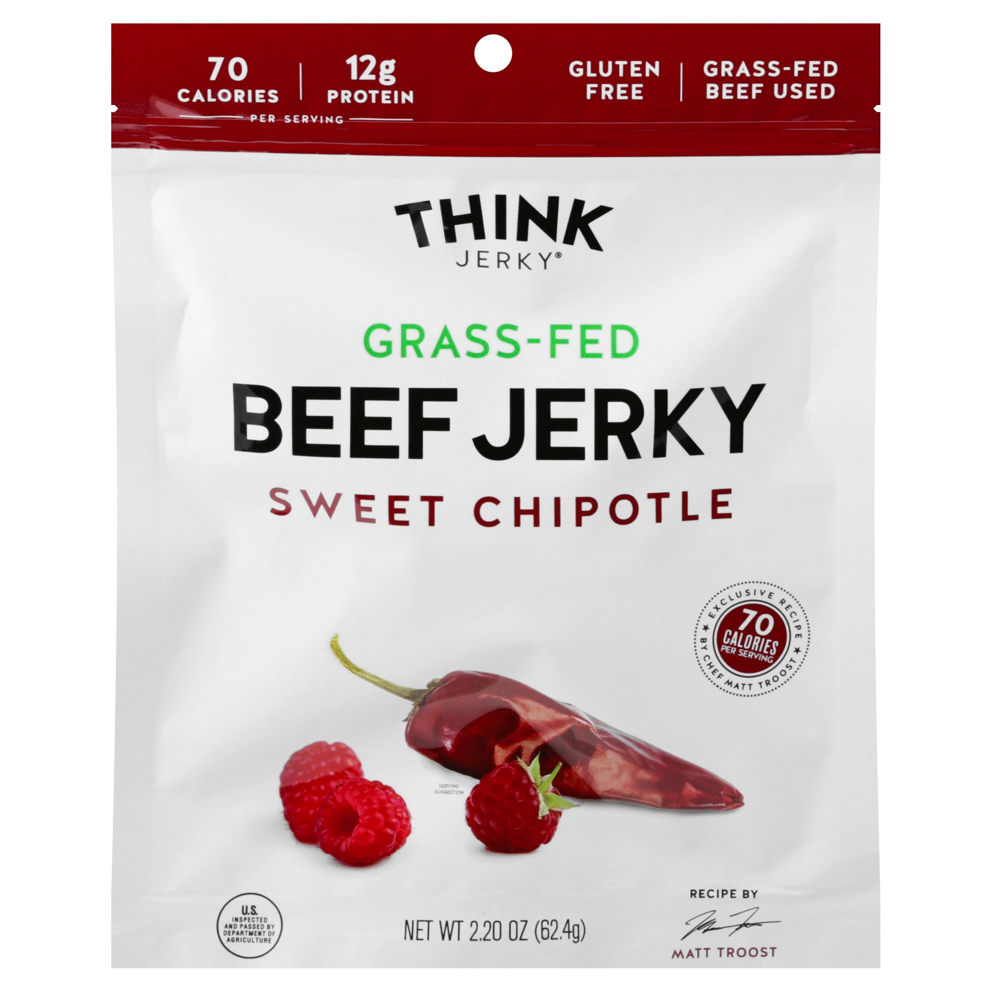 Think Jerky Jerky Beef Sweet Chipotle 2.2 oz (Pack of 8)