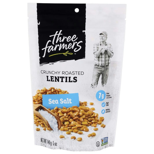 Three Farmers Sea Salt Lightly Salted Roasted Lentils - 140 Gram (Pack of 6)
