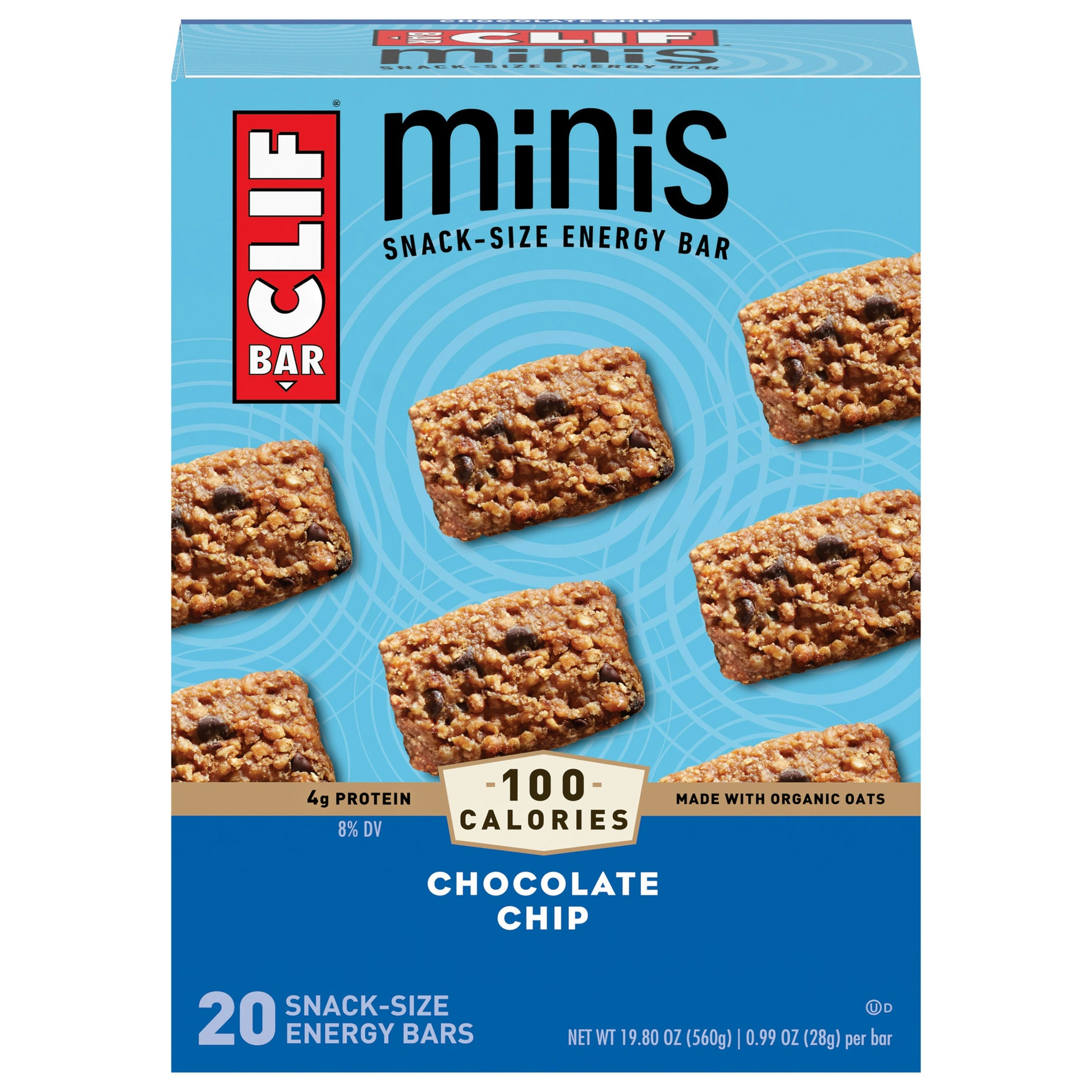 CLIF BAR minis Chocolate Chip Bars - 20-.99 Oz (Pack of 4)