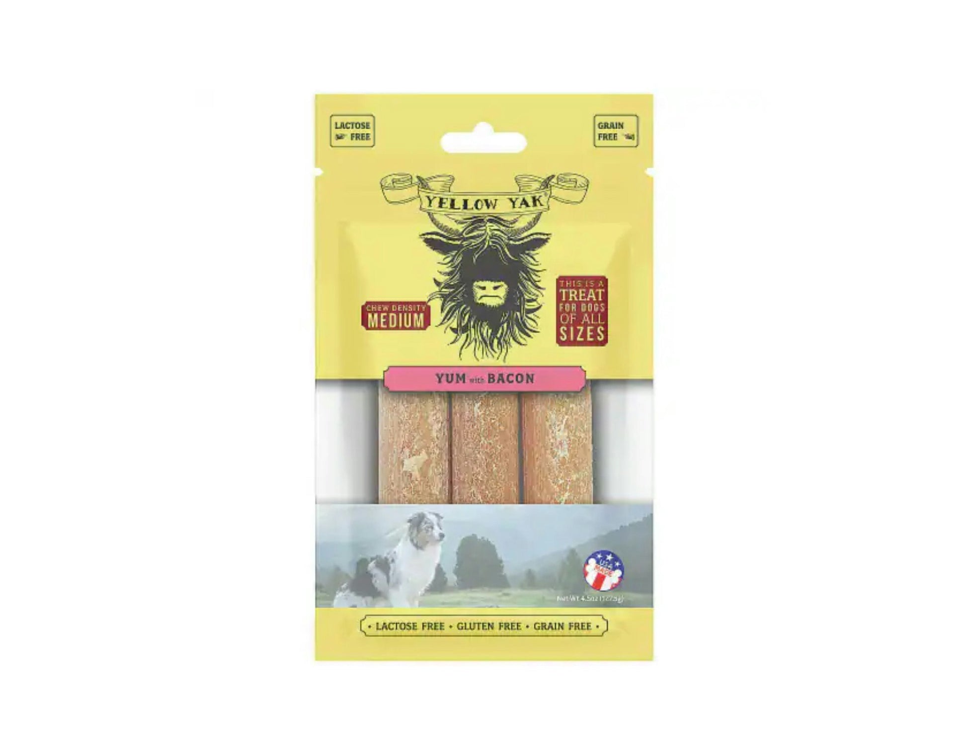 Yellow Yak - Bacon Yum Medium Density Chew - 4.5 oz (Pack of 6)